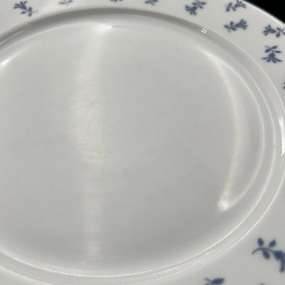 Vintage Pillivuyt France Blue Floral Sprig Porcelain Salad Plate 7.5